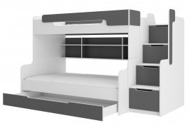 ADRK Furniture - Krevet na kat Harell - 90x200 cm - bijela/graphite
