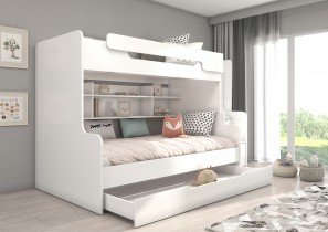 ADRK Furniture - Krevet na kat Harell - 120x200, 90x200 cm - bijela