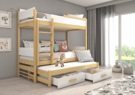 ADRK Furniture - Krevet na kat Queen - 80x180 cm - bor/bijela
