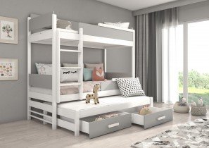 ADRK Furniture - Krevet na kat Queen - 80x180 cm - bijela/siva