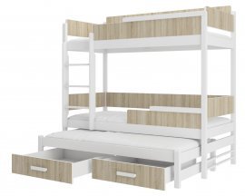 ADRK Furniture - Krevet na kat Queen - 80x180 cm - bijela/sonoma