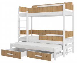 ADRK Furniture - Krevet na kat Queen - 80x180 cm - bijela/artisan