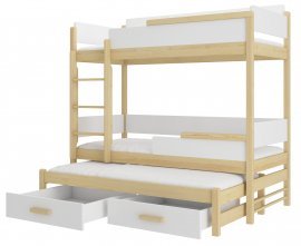 ADRK Furniture - Krevet na kat Queen - 90x200 cm - bor/bijela