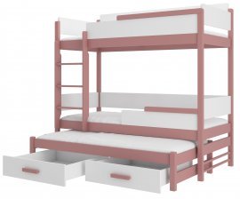 ADRK Furniture - Krevet na kat Queen - 90x200 cm - roza/bijela