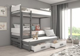 ADRK Furniture - Krevet na kat Queen - 90x200 cm - graphite/bijela