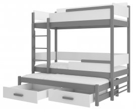 ADRK Furniture - Krevet na kat Queen - 90x200 cm - graphite/bijela