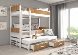 ADRK Furniture - Krevet na kat Queen - 90x200 cm - bijela/artisan