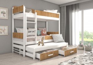 ADRK Furniture - Krevet na kat Queen - 90x200 cm - bijela/artisan