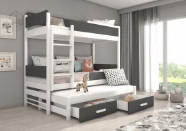 Krevet na kat Queen - 90x200 cm - bijela/antracit