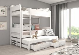 ADRK Furniture - Krevet na kat Queen - 90x200 cm - bijela