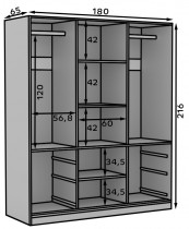 ADRK Furniture - Ormar Haidar - 180 cm - bijela