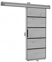 ADRK Furniture - Klizna pregradna vrata Muschu 96 - crna