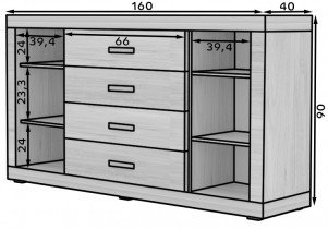 ADRK Furniture - Komoda Bahar 2D4SZ 160cm