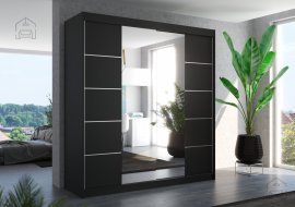 ADRK Furniture - Ormar s kliznim vratima Dalmatia - 200 cm - crna - otvorena ambalaža