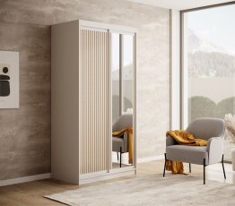 ADRK Furniture - Ormar s kliznim vratima Delia 100 cm - bijela