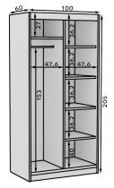 ADRK Furniture - Ormar s kliznim vratima Delia 100 cm - crna