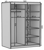 ADRK Furniture - Ormar s kliznim vratima Delia 180 cm - bijela