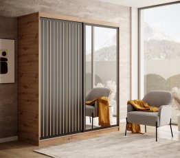 ADRK Furniture - Ormar s kliznim vratima Delia 180 cm - artisan/crna