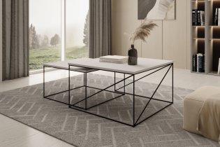ADRK Furniture - Set dva stolića za dnevni boravak Licco - crna/bijela mat