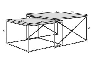 ADRK Furniture - Set dva stolića za dnevni boravak Licco - crna/bijela mat