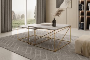 ADRK Furniture - Set dva stolića za dnevni boravak Licco - zlatna/beton