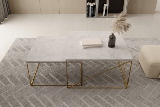 ADRK Furniture - Set dva stolića za dnevni boravak Licco - zlatna/beton