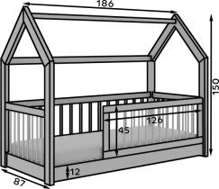 ADRK Furniture - Dječji krevet Graja - 80x180 cm - siva