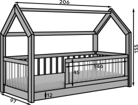 ADRK Furniture - Dječji krevet Graja - 90x200 cm - bijela