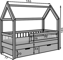 ADRK Furniture - Dječji krevet Galicja - 70x140 cm - bijela