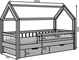 ADRK Furniture - Dječji krevet Galicja - 90x200 cm - bor