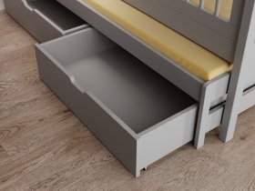 ADRK Furniture - Dječji krevet Artes s dodatnim ležajem - 80x180 cm - siva