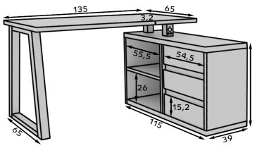 ADRK Furniture - Radni stol Iwo II - artisan/crna