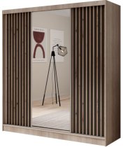 ADRK Furniture - Ormar s kliznim vratima Ida - 200 cm - sonoma hrast/crni