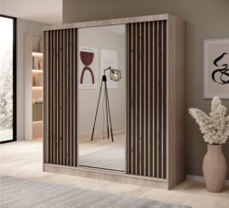 Ormar s kliznim vratima Ida - 200 cm - sonoma hrast/crni