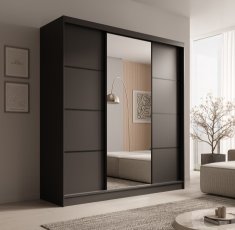 Ormar s kliznim vratima Keri - 200 cm - črni