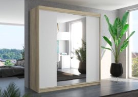 Ormar s kliznim vratima Perqs - 200 cm - sonoma hrast/bijela
