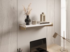 Polica Ovo - zlatna/bijela mat