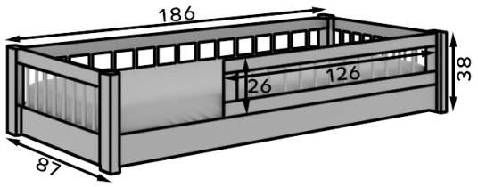 ADRK Furniture - Dječji krevet Dori - 80x180 cm - borovina
