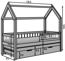 ADRK Furniture - Dječji krevet Artes II s dodatnim ležajem - 80x180 cm - bijela
