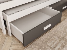 ADRK Furniture - Dječji krevet s dodatnim ležajem Jaspis - 90x200 cm - bijela/antracit