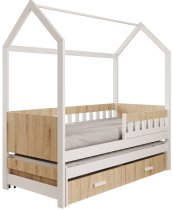 ADRK Furniture - Dječji krevet s dodatnim ležajem Jaspis - 80x180 cm - bijela/sonoma hrast