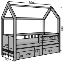 ADRK Furniture - Dječji krevet s dodatnim ležajem Jaspis - 80x180 cm - bijela/tartuf