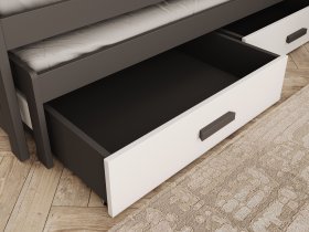 ADRK Furniture - Dječji krevet s dodatnim ležajem Jaspis - 80x180 cm - grafit/bijela