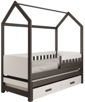 ADRK Furniture - Dječji krevet s dodatnim ležajem Jaspis - 80x180 cm - grafit/bijela