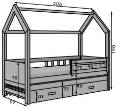 ADRK Furniture - Dječji krevet s dodatnim ležajem Jaspis - 90x200 cm - bijela/tartuf