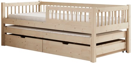 ADRK Furniture - Dječji krevet s dodatnim ležajem Orio - 80x180 cm - borovina