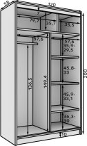 ADRK Furniture - Ormar s kliznim vratima Castello - 120 cm - crni