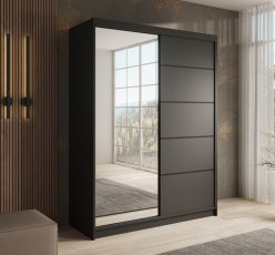 Ormar s kliznim vratima Cardi - 150 cm - črna