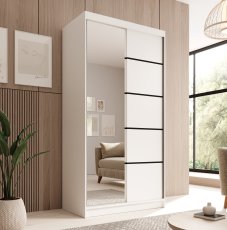 Ormar s kliznim vratima Laurencja - 100 cm - bela