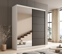Ormar s kliznim vratima Nico - 180 cm - bijeli/crni